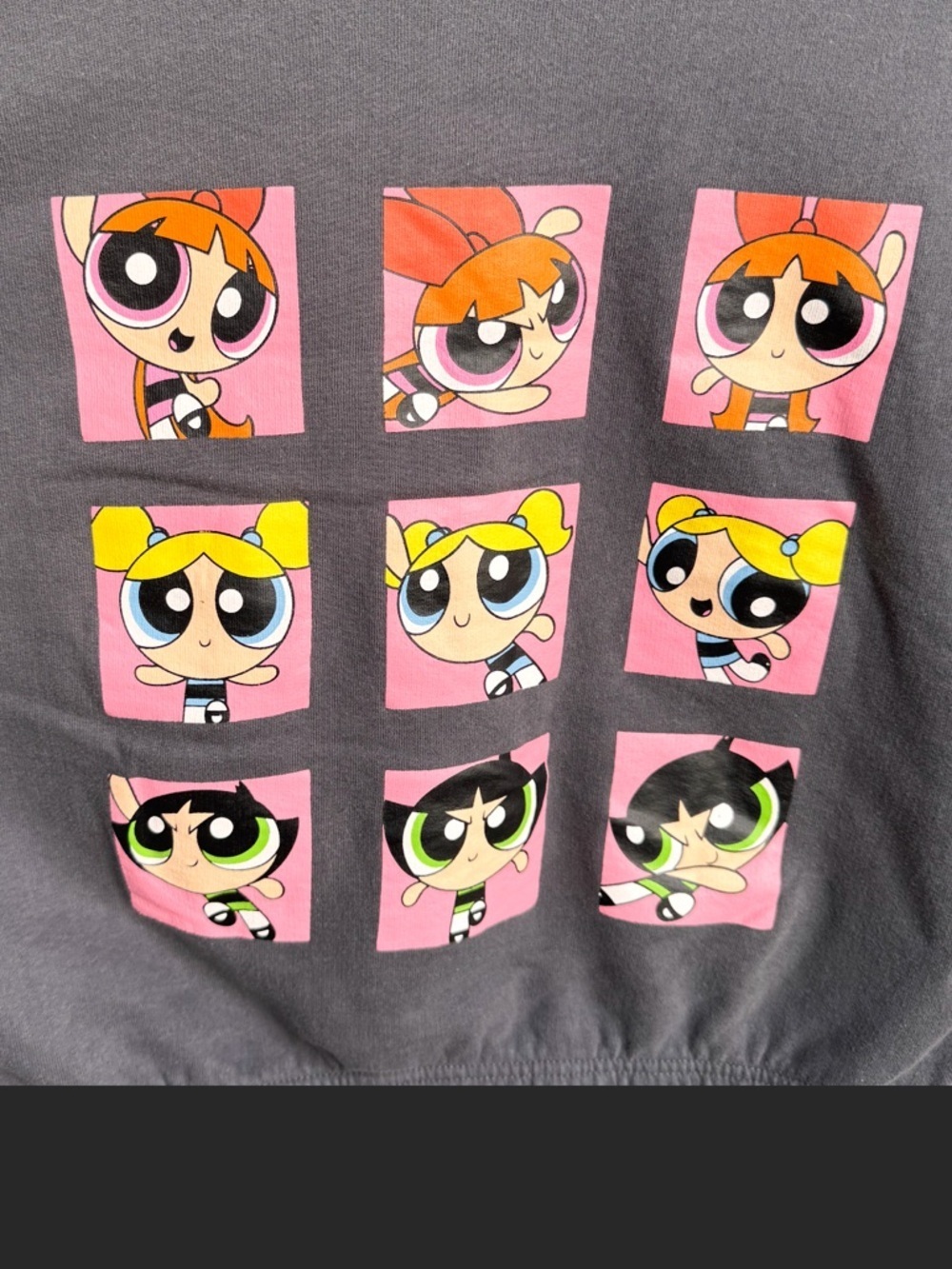 2021 Powerpuff Girls Cropped Graphic Sweatshirt XL 26x21 Grey Y2K Style - Picture 6 of 7
